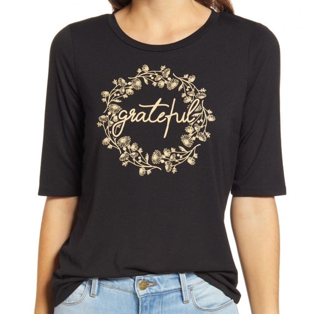 NWT Grateful Bobeau Short Sleeve Tee in Black